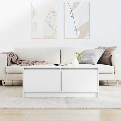 Tavolino da Salotto con Cassetti Bianco 100x100x40 cm