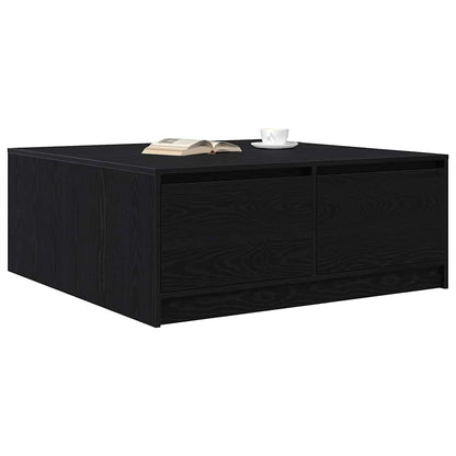 Tavolino da Salotto con Cassetti Rovere Nero 100x100x40 cm