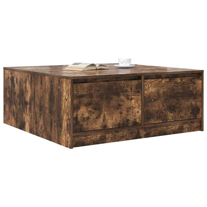 Tavolino da Salotto con Cassetti Rovere Fumo 100x100x40 cm