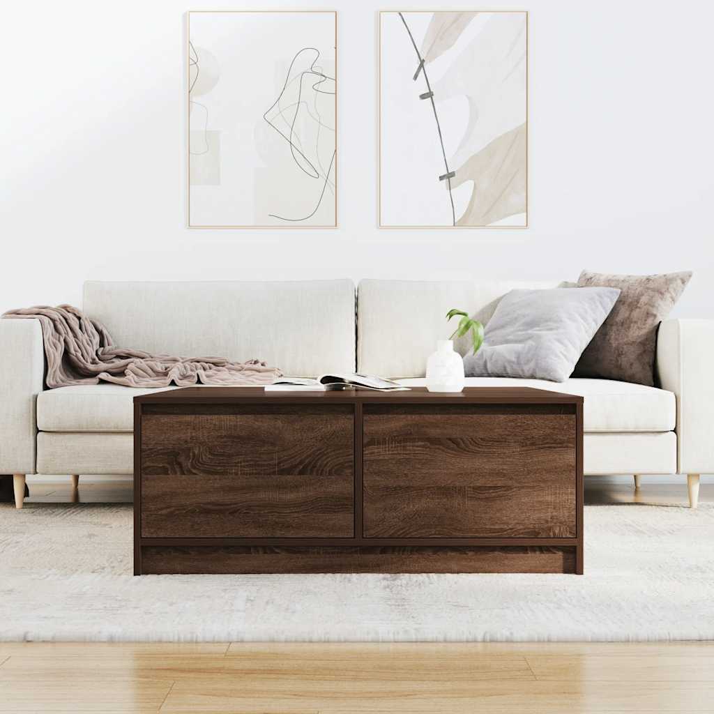 Tavolino da Salotto con Cassetti Rovere Marrone 100x100x40 cm