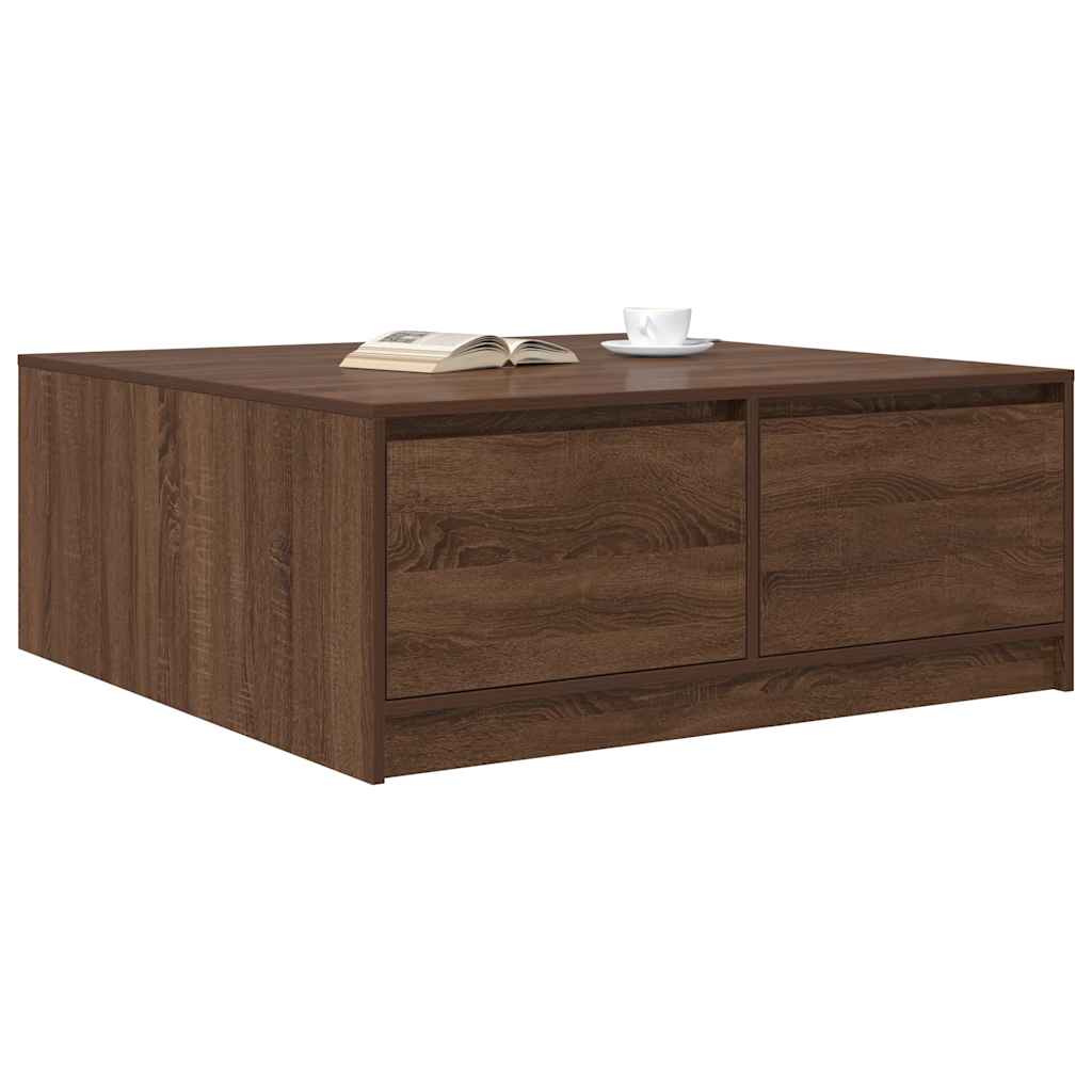 Tavolino da Salotto con Cassetti Rovere Marrone 100x100x40 cm
