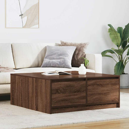 Tavolino da Salotto con Cassetti Rovere Marrone 100x100x40 cm