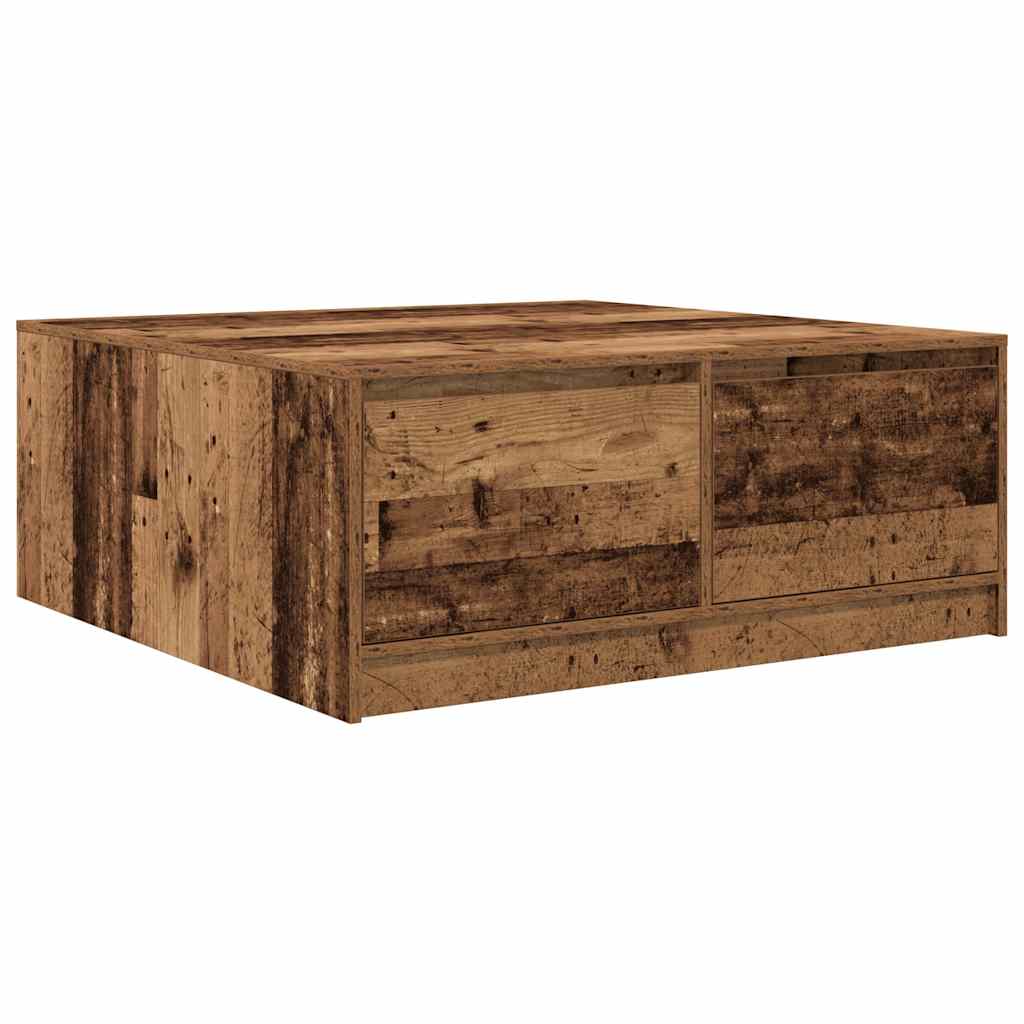 Tavolino da Salotto con Cassetti Legno Antico 100x100x40 cm