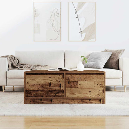 Tavolino da Salotto con Cassetti Legno Antico 100x100x40 cm