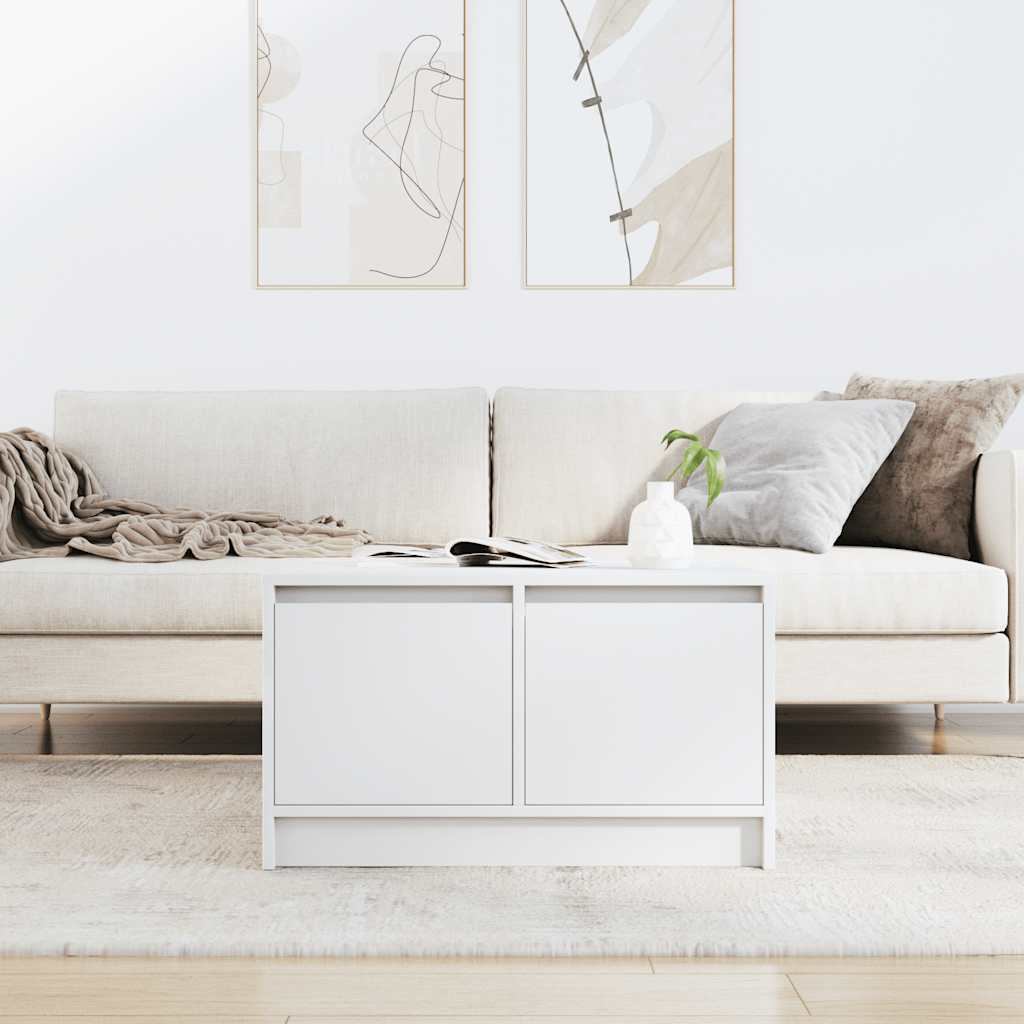 Tavolino da Salotto con Cassetti Bianco 70,5x70x40 cm