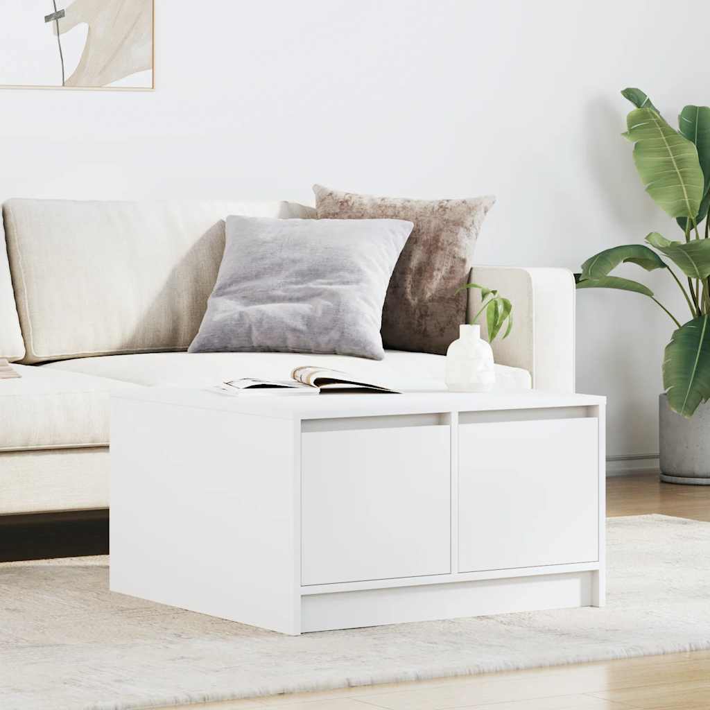 Tavolino da Salotto con Cassetti Bianco 70,5x70x40 cm