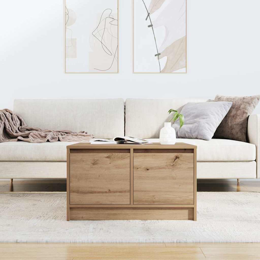 Tavolino Salotto con Cassetti Rovere Artigianale 70,5x70x40 cm