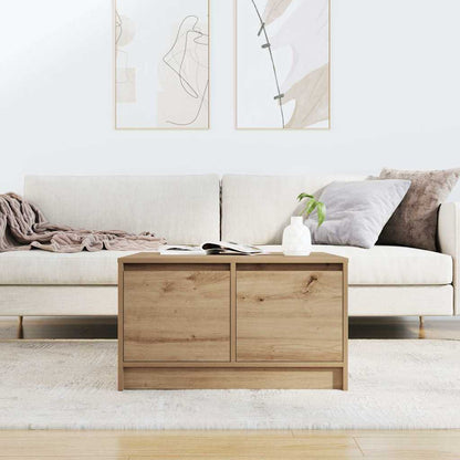Tavolino Salotto con Cassetti Rovere Artigianale 70,5x70x40 cm