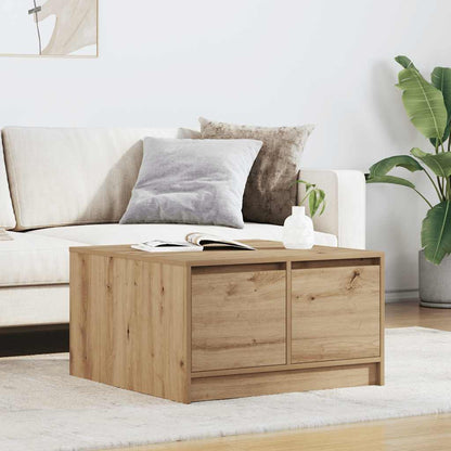 Tavolino Salotto con Cassetti Rovere Artigianale 70,5x70x40 cm