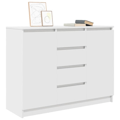 Credenza con Cassetti Bianco 100,5x35x76cm in Legno Multistrato