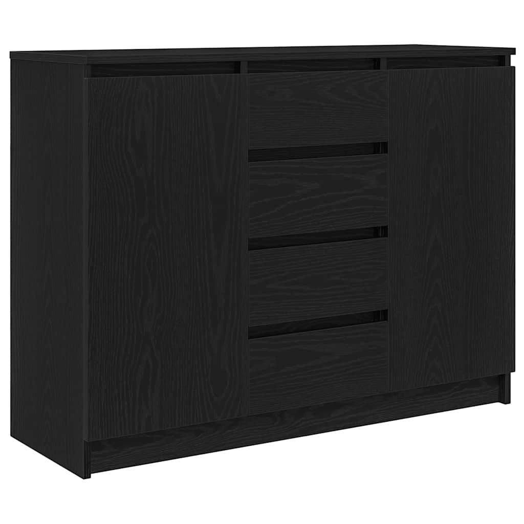 Credenza con Cassetti Rovere Nero 100,5x35x76 cm Truciolato
