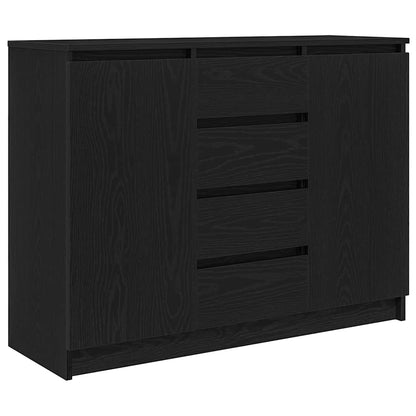 Credenza con Cassetti Rovere Nero 100,5x35x76 cm Truciolato