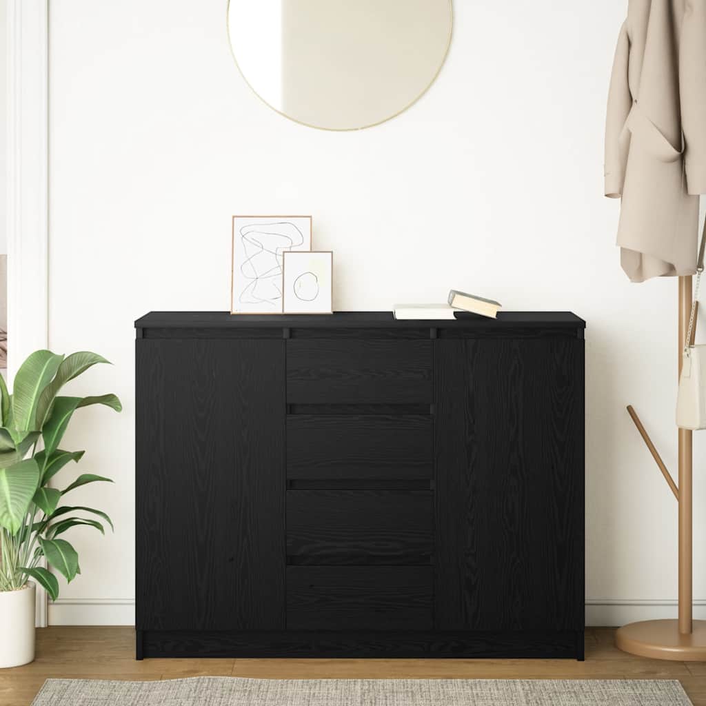 Credenza con Cassetti Rovere Nero 100,5x35x76 cm Truciolato
