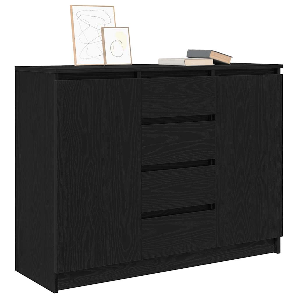 Credenza con Cassetti Rovere Nero 100,5x35x76 cm Truciolato