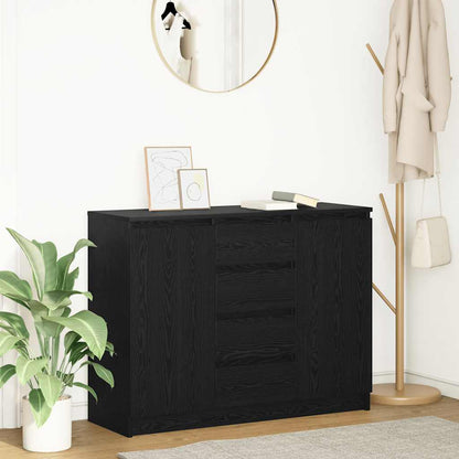 Credenza con Cassetti Rovere Nero 100,5x35x76 cm Truciolato