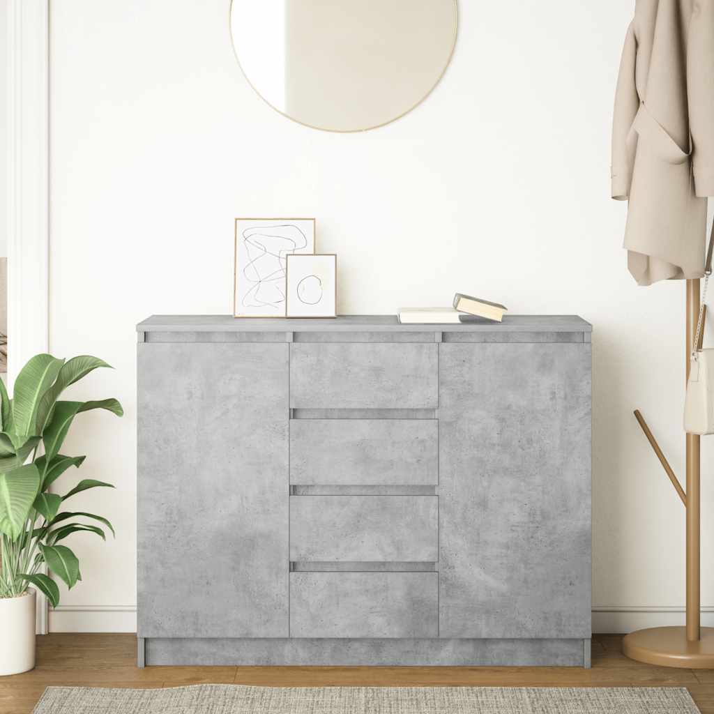 Credenza con Cassetti Grigio Cemento 100,5x35x76 cm Truciolato