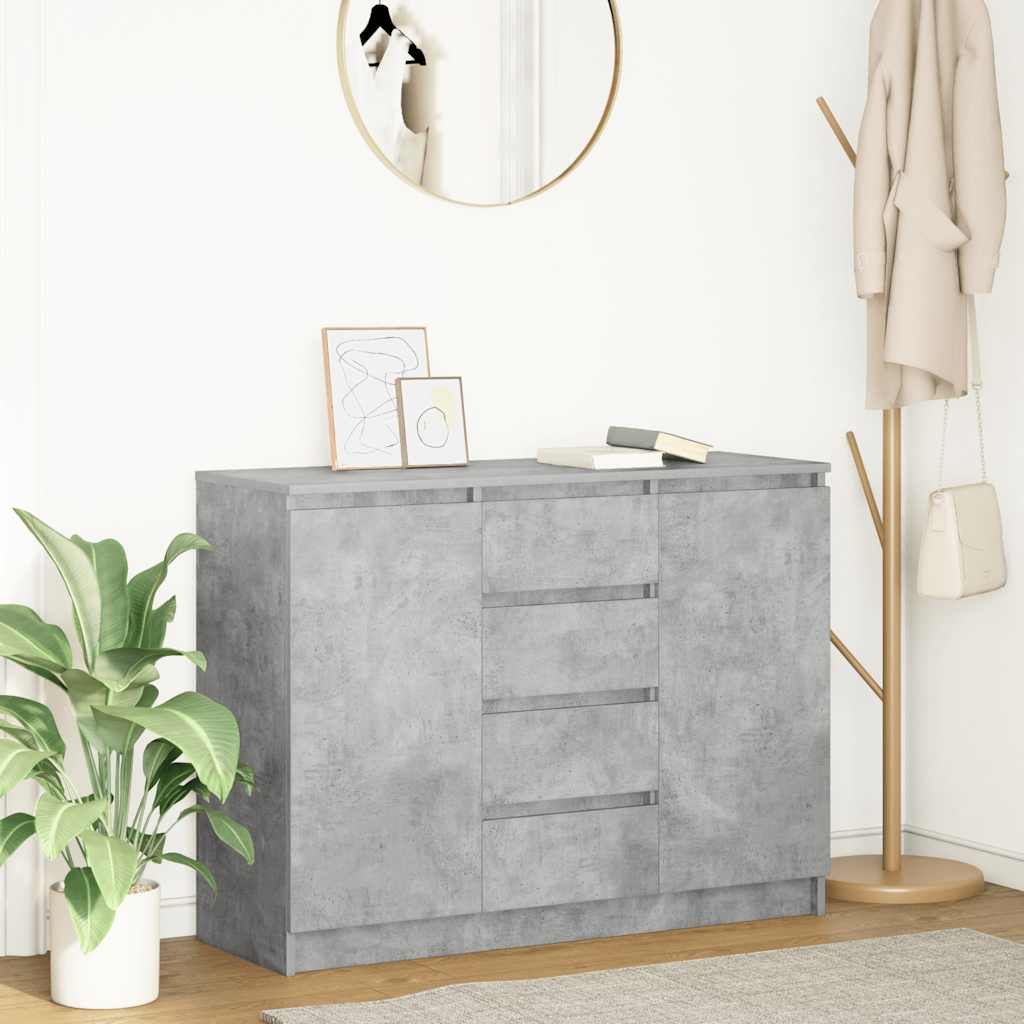 Credenza con Cassetti Grigio Cemento 100,5x35x76 cm Truciolato