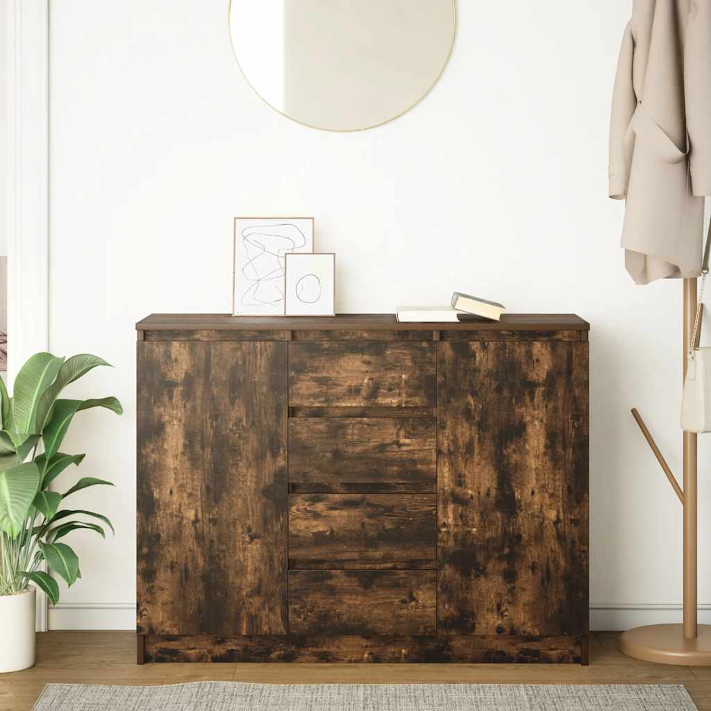 Credenza con Cassetti Rovere Fumo 100,5x35x76 cm in Truciolato