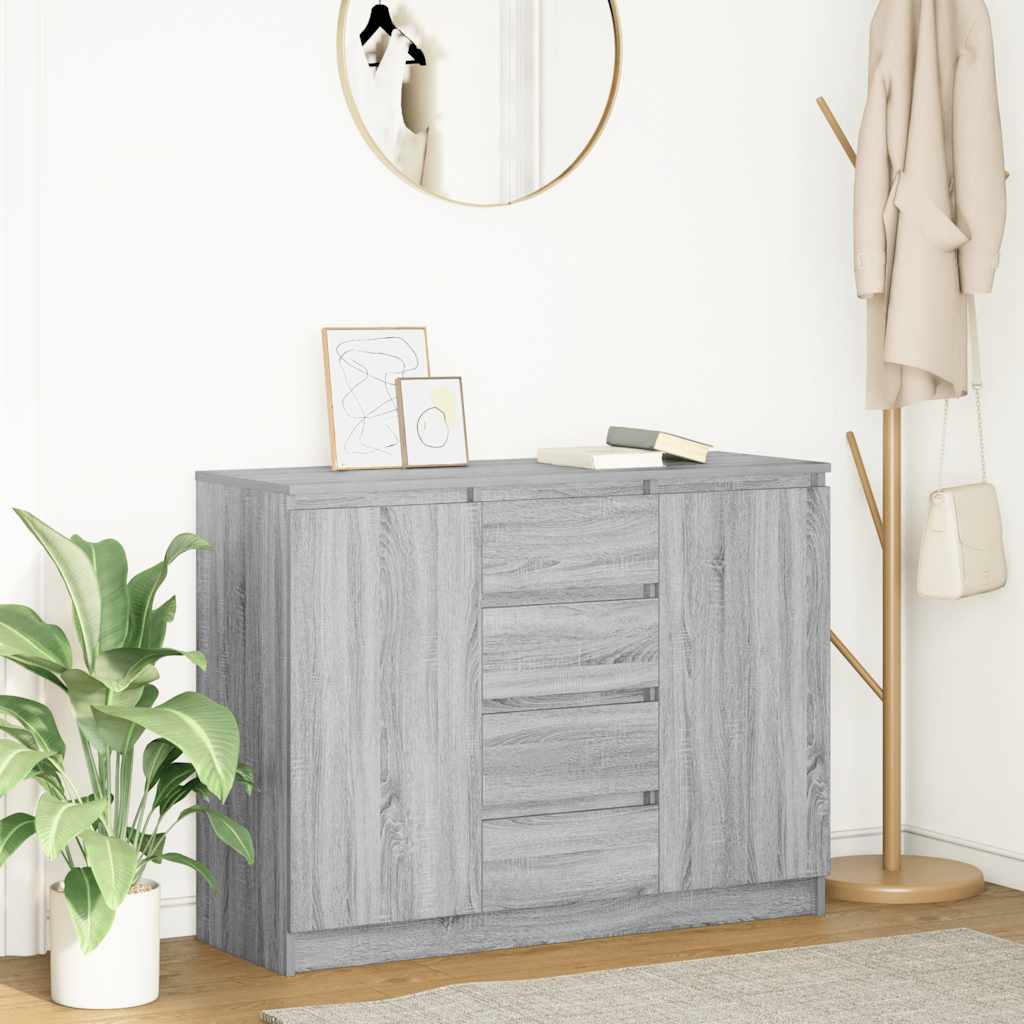 Credenza con Cassetti Grigio Sonoma 100,5x35x76cm in Truciolato