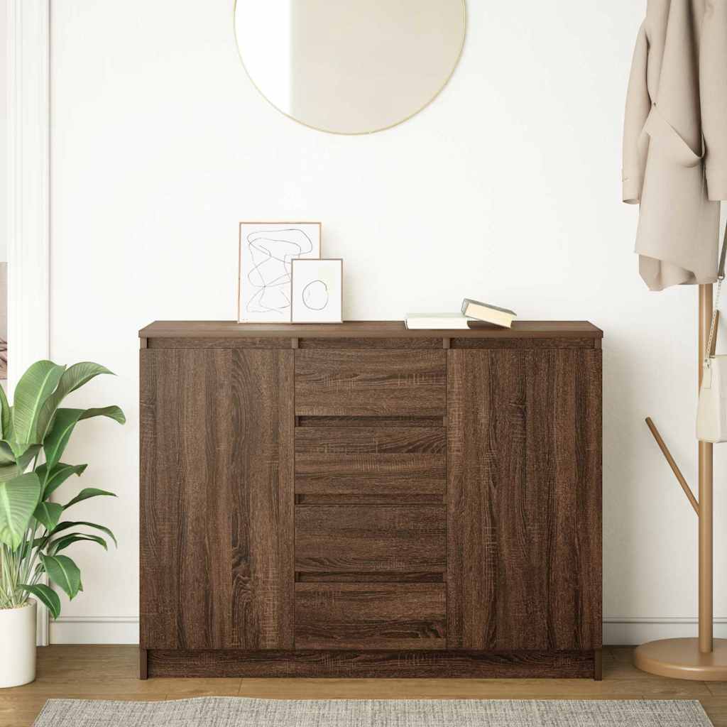 Credenza con Cassetti Rovere Marrone 100,5x35x76 cm Truciolato