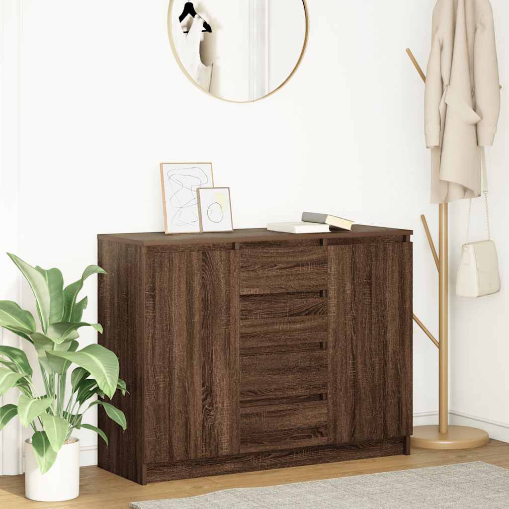 Credenza con Cassetti Rovere Marrone 100,5x35x76 cm Truciolato