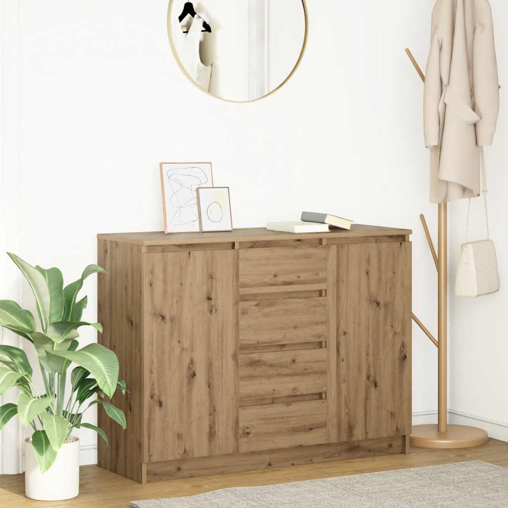 Credenza con Cassetti Rovere Artigianale 100,5x35x76 cm