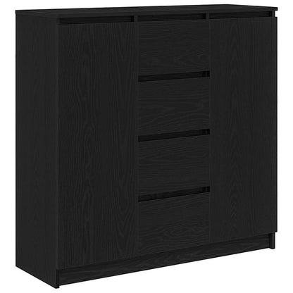 Credenza con Cassetti Rovere Nero 100,5x35x98,5 cm Truciolato