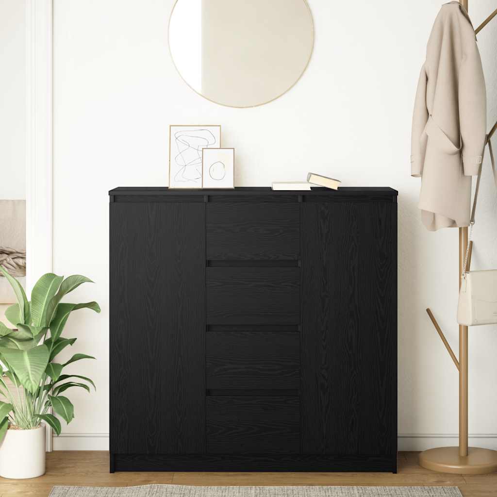 Credenza con Cassetti Rovere Nero 100,5x35x98,5 cm Truciolato
