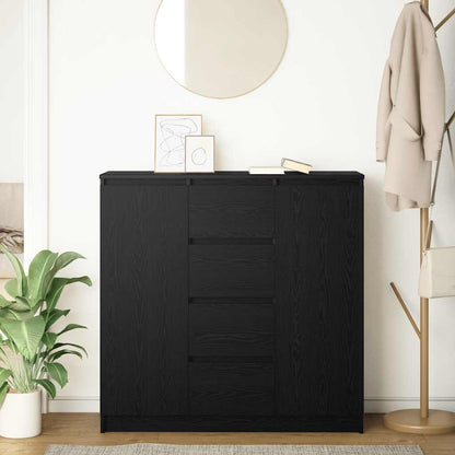Credenza con Cassetti Rovere Nero 100,5x35x98,5 cm Truciolato