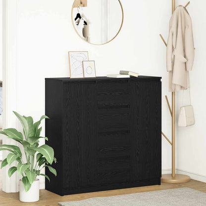 Credenza con Cassetti Rovere Nero 100,5x35x98,5 cm Truciolato