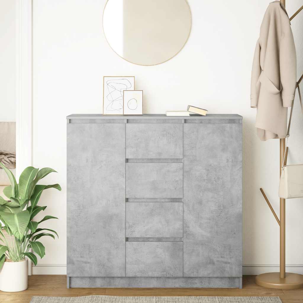 Credenza con Cassetti Grigio Cemento 100,5x35x98,5cm Truciolato