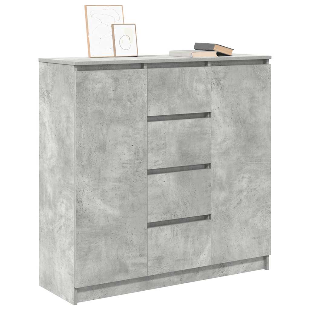 Credenza con Cassetti Grigio Cemento 100,5x35x98,5cm Truciolato