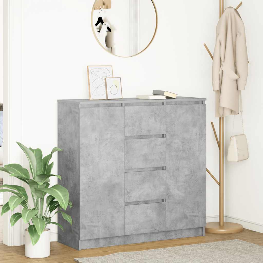 Credenza con Cassetti Grigio Cemento 100,5x35x98,5cm Truciolato