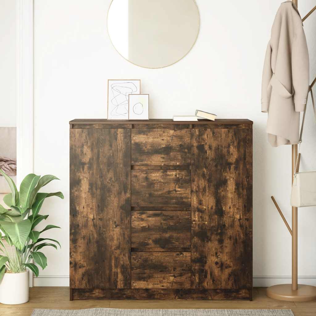 Credenza con Cassetti Rovere Fumo 100,5x35x98,5cm in Truciolato