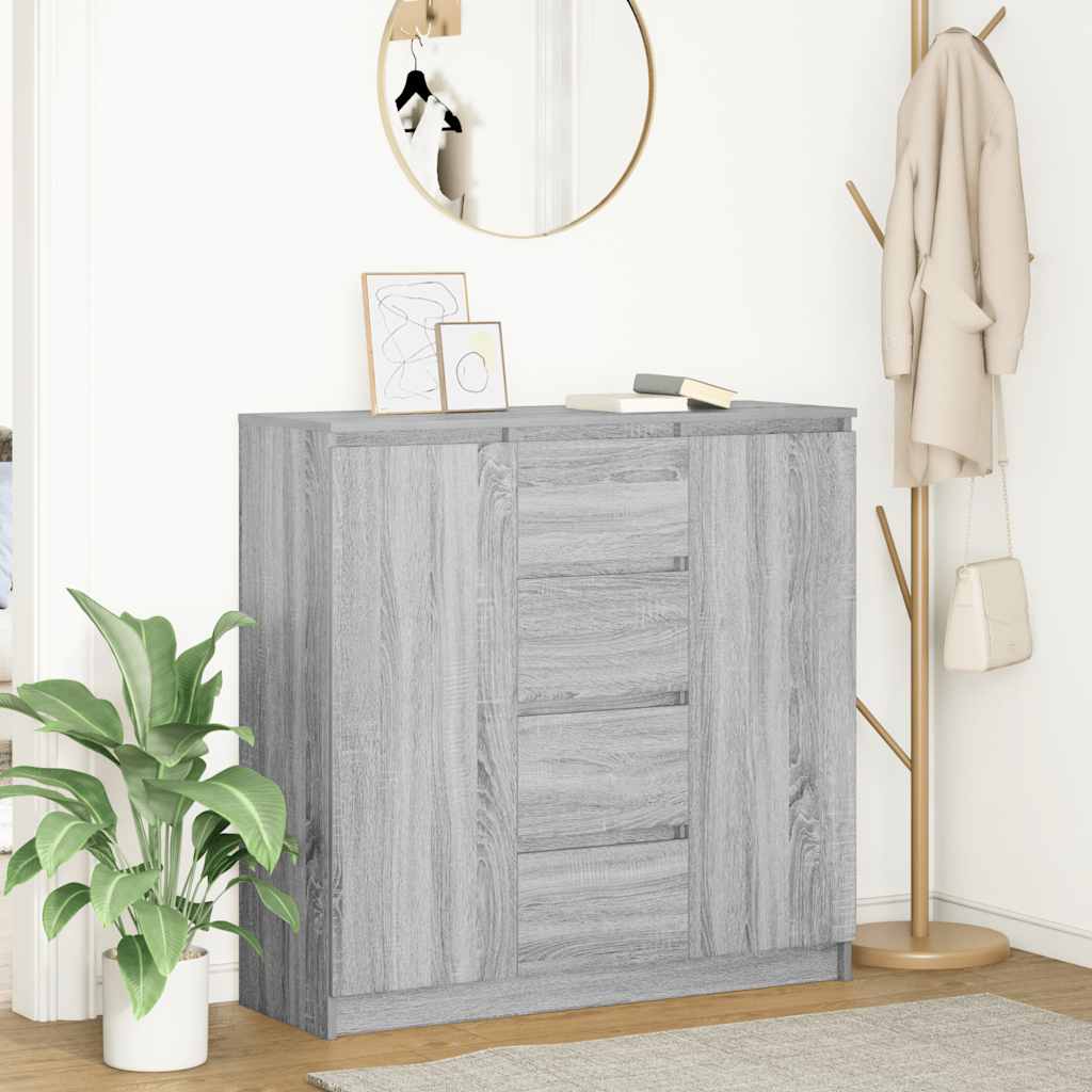 Credenza con Cassetti Grigio Sonoma 100,5x35x98,5 cm Truciolato