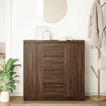 Credenza con Cassetti Rovere Marrone 100,5x35x98,5cm Truciolato