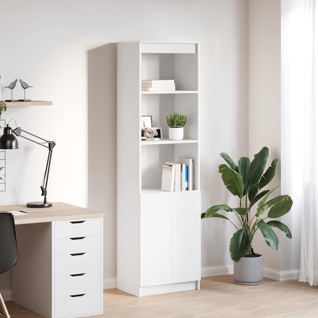 Credenza Bianca 50x35x180 cm in Legno Multistrato