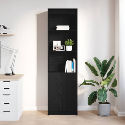 Credenza Rovere Nero 50x35x180 cm in Legno Multistrato