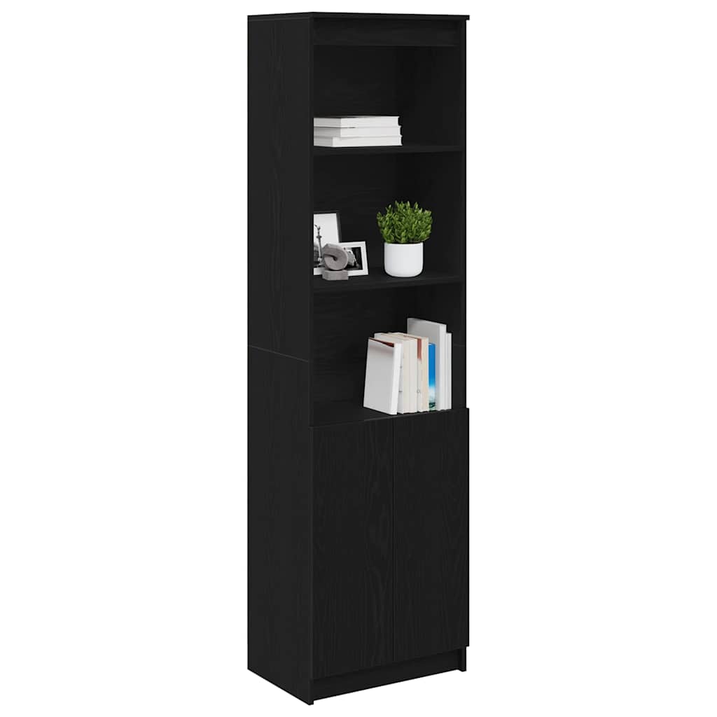 Credenza Rovere Nero 50x35x180 cm in Legno Multistrato