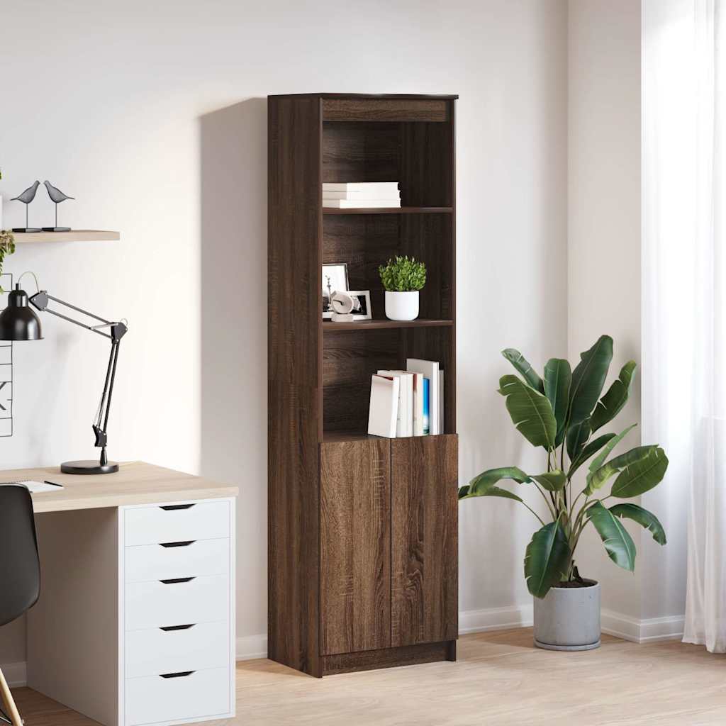 Credenza Rovere Marrone 50x35x180 cm in Legno Multistrato