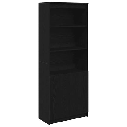 Credenza Rovere Nero 70x35x180 cm in Legno Multistrato
