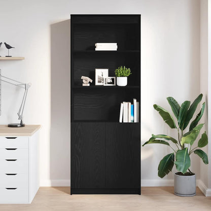 Credenza Rovere Nero 70x35x180 cm in Legno Multistrato