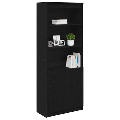 Credenza Rovere Nero 70x35x180 cm in Legno Multistrato