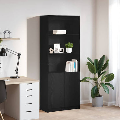 Credenza Rovere Nero 70x35x180 cm in Legno Multistrato
