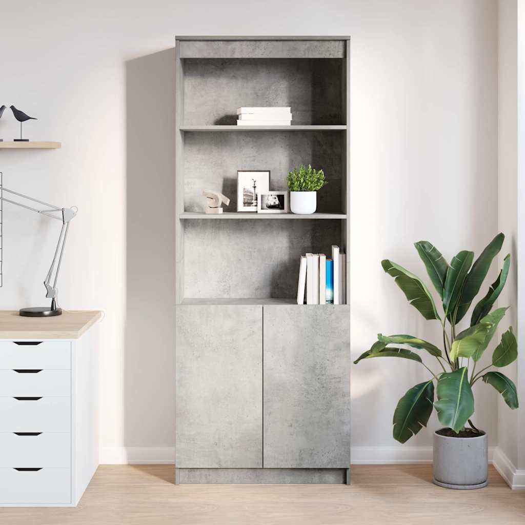 Credenza Grigio Cemento 70x35x180 cm in Legno Multistrato