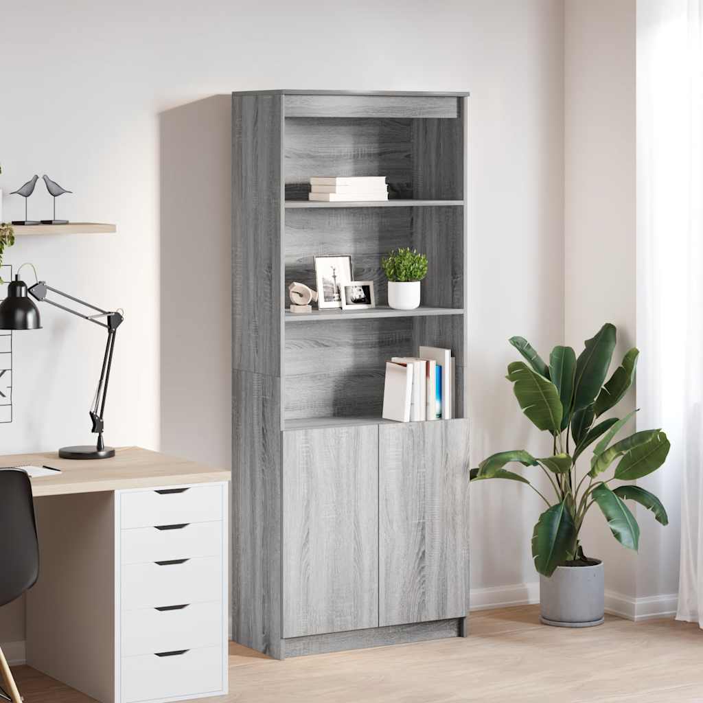 Credenza Grigio Sonoma 70x35x180 cm in Legno Multistrato