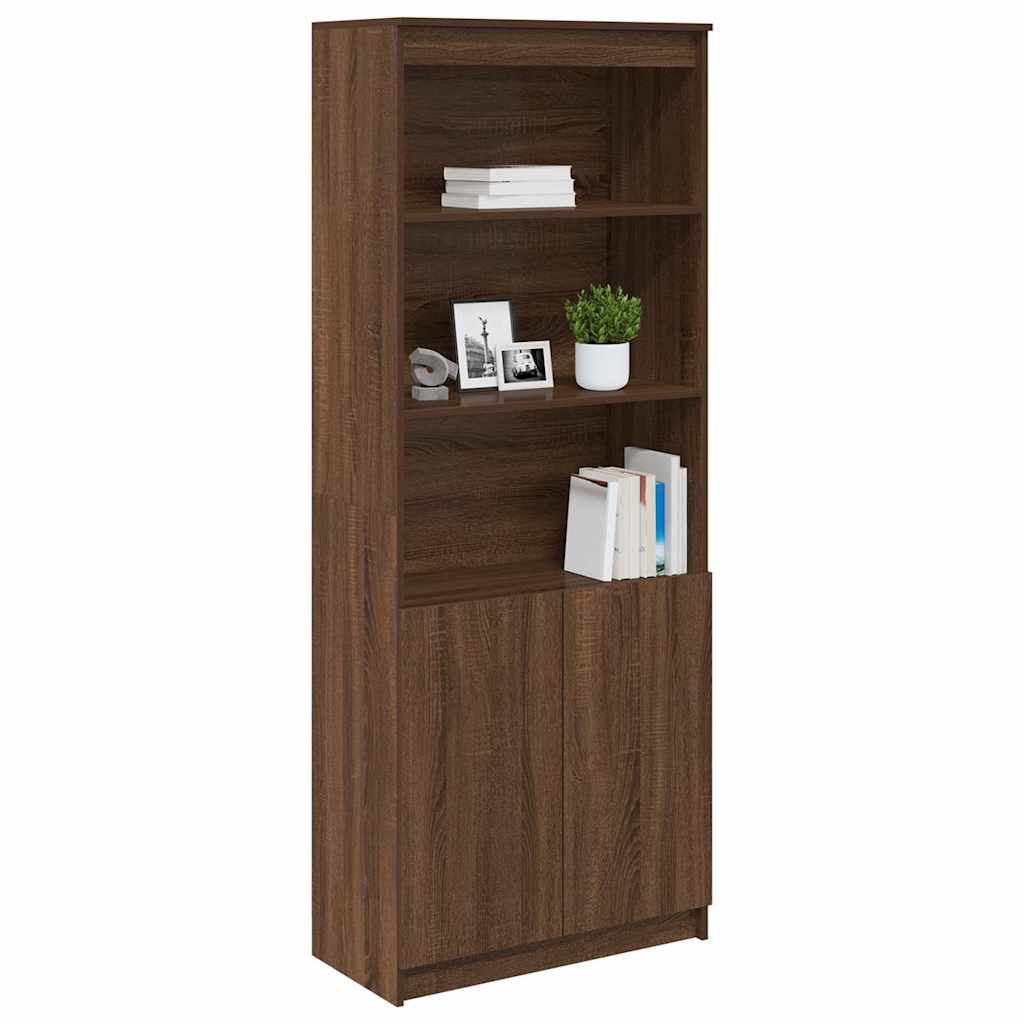 Credenza Rovere Marrone 70x35x180 cm in Legno Multistrato