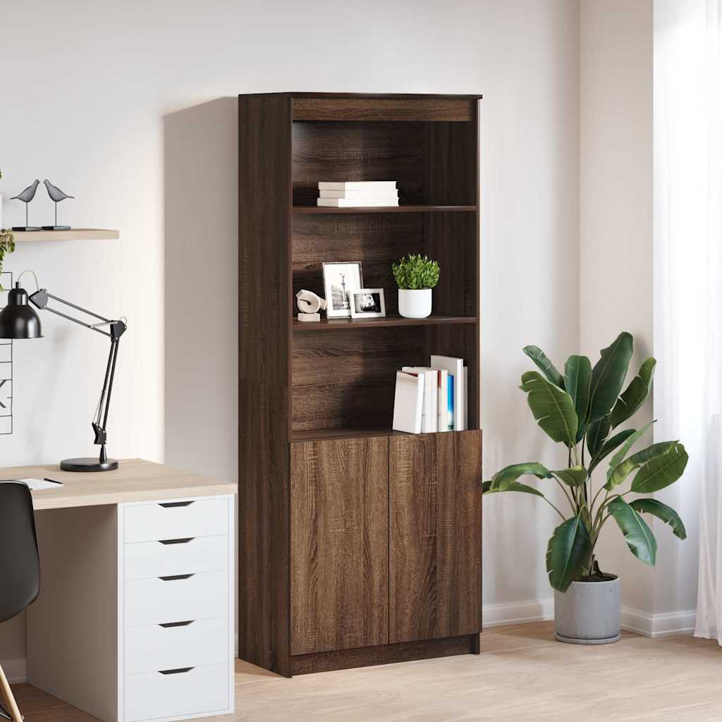 Credenza Rovere Marrone 70x35x180 cm in Legno Multistrato