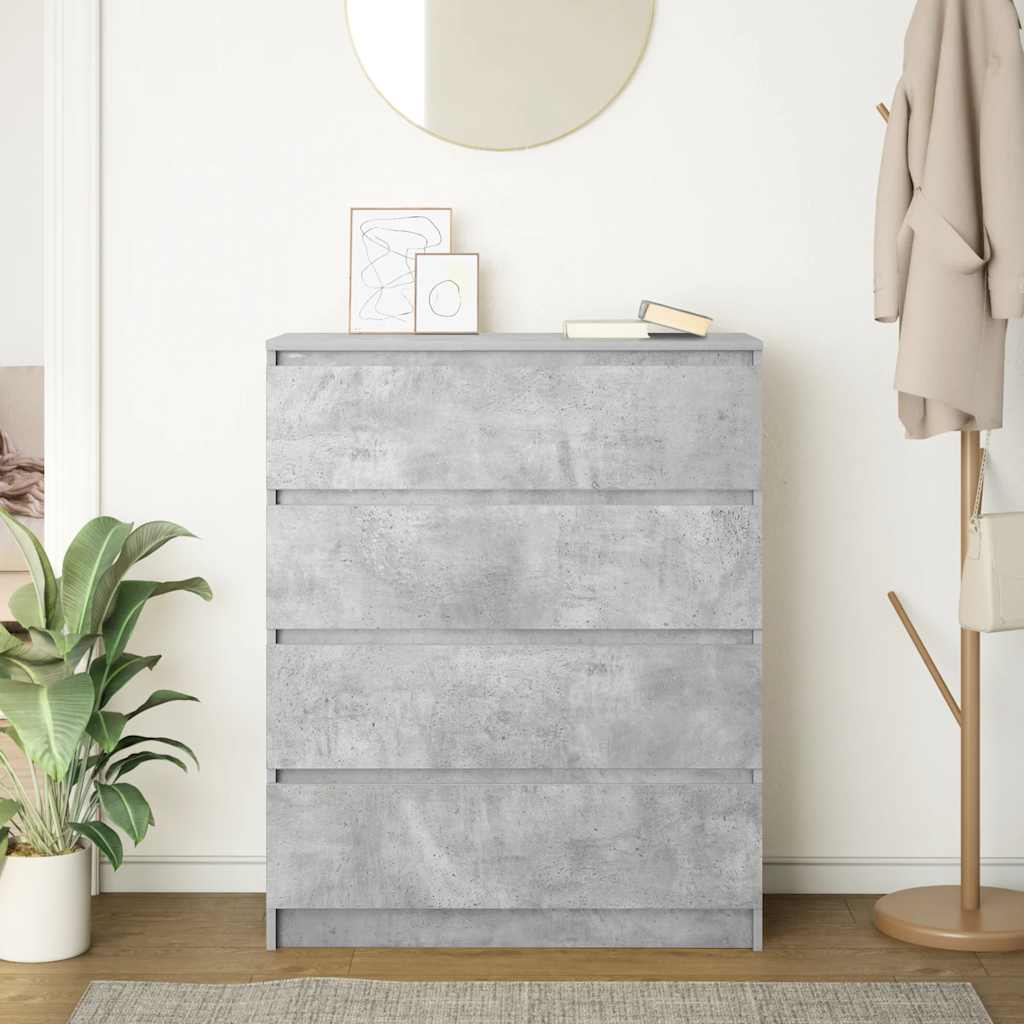 Credenza Grigio Cemento 80x35x99 cm in Legno Multistrato