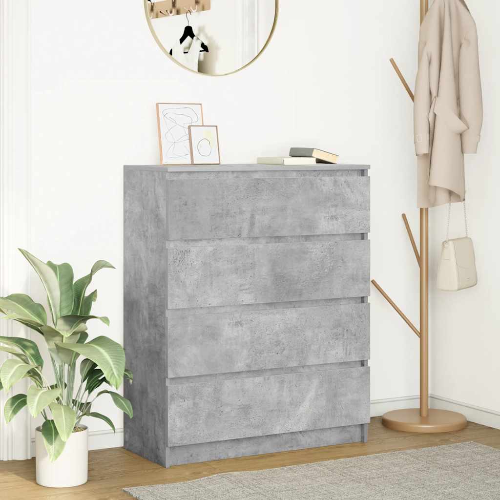 Credenza Grigio Cemento 80x35x99 cm in Legno Multistrato